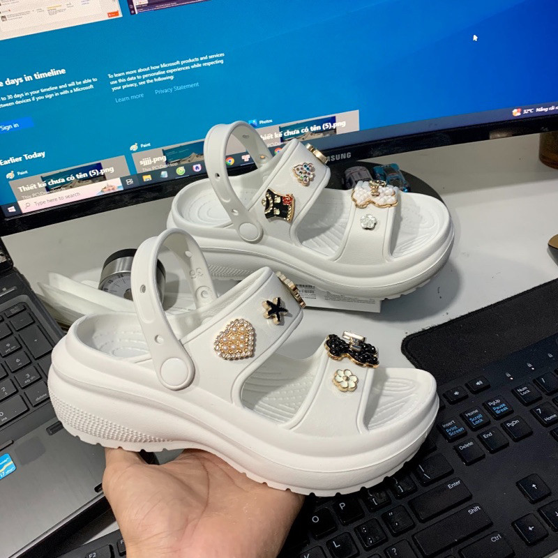 Dép cross sandal đế dày 6cm tăng chiều cao thời trang cho nữ nhiều mầu [TẶNG HÌNH BƯỚM ĐÁ ]