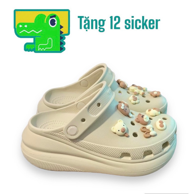 Sục cross Dép Crocs Band Classic High đế BẰNG Nữ  cao 7cm tặng 12 Jib ngẫu nhiên- ĐẾ BẰNG