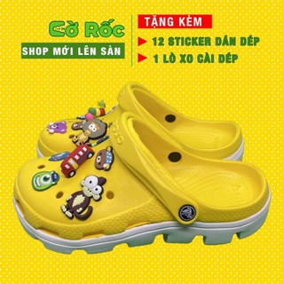 dép cross cho bé trai và bé gái từ 2 tuổi đến 15 tuổi màu vàng đế trắng