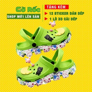 Dép sục  Cross màu xanh đế vảy sơn đủ size 35 đến 42 cho nam và nữ, tặng 12 sticker gắn dép kèm hộp