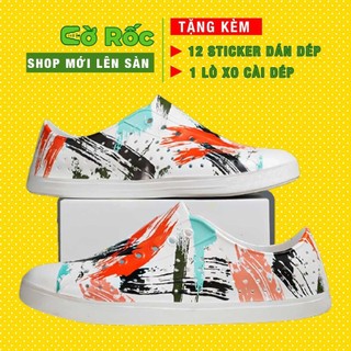 giày nhựa đi mưa native nam nữ họa tiết vệt sơn relax SHINNATIVE19 tặng thêm 2 jibitz, sticker gắn dép native