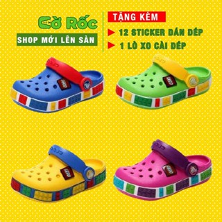 Dép cross LEGO cho bé trai và bé gái  màu đen đế trắng lót đỏ quai ngang hàng  xuất khẩu full box