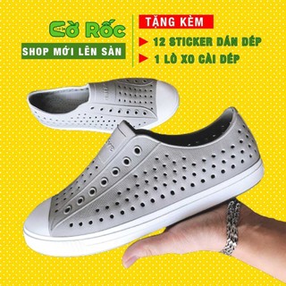 giày nhựa đi mưa  native cho bé trai và bế giá  họa tiết xám XIEME SHINNATIVEXIEME tặng thêm 2 jibtiz native