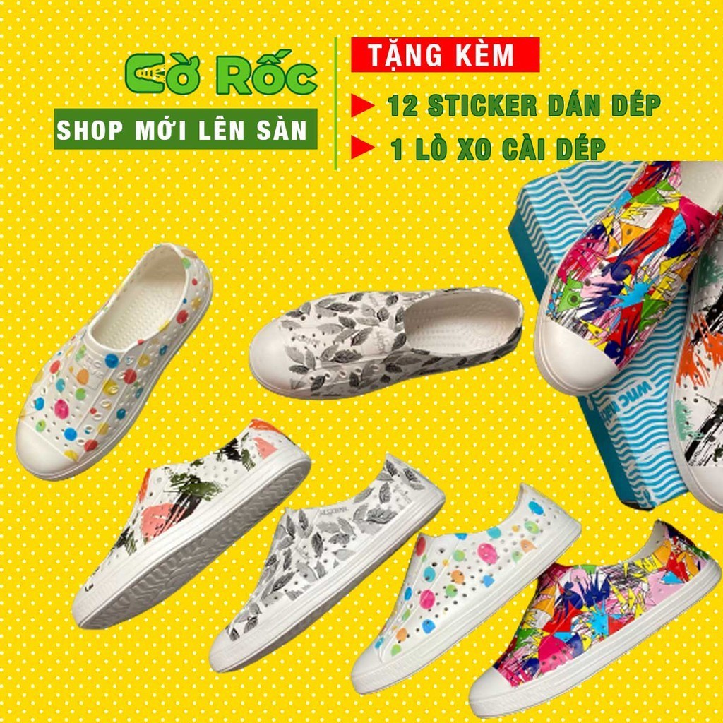 giày nhựa đi mưa  native cho bé từ 6 đến 15 tuổi họa tiết nhiều màu  SHINNATIVE02 tặng thêm 2 jibtiz