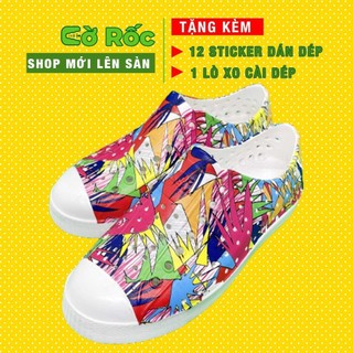 giày nhựa đi mưa native họa tiết sắc màu SHINNATIVE05 tặng thêm 2 jibitz native