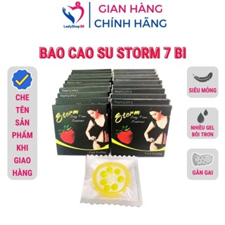 [Combo 10 hộp] Bao cao su bi tăng khoái cảm STORM 7 bi lớn có gai toàn thân kéo dài quan hện BCS10
