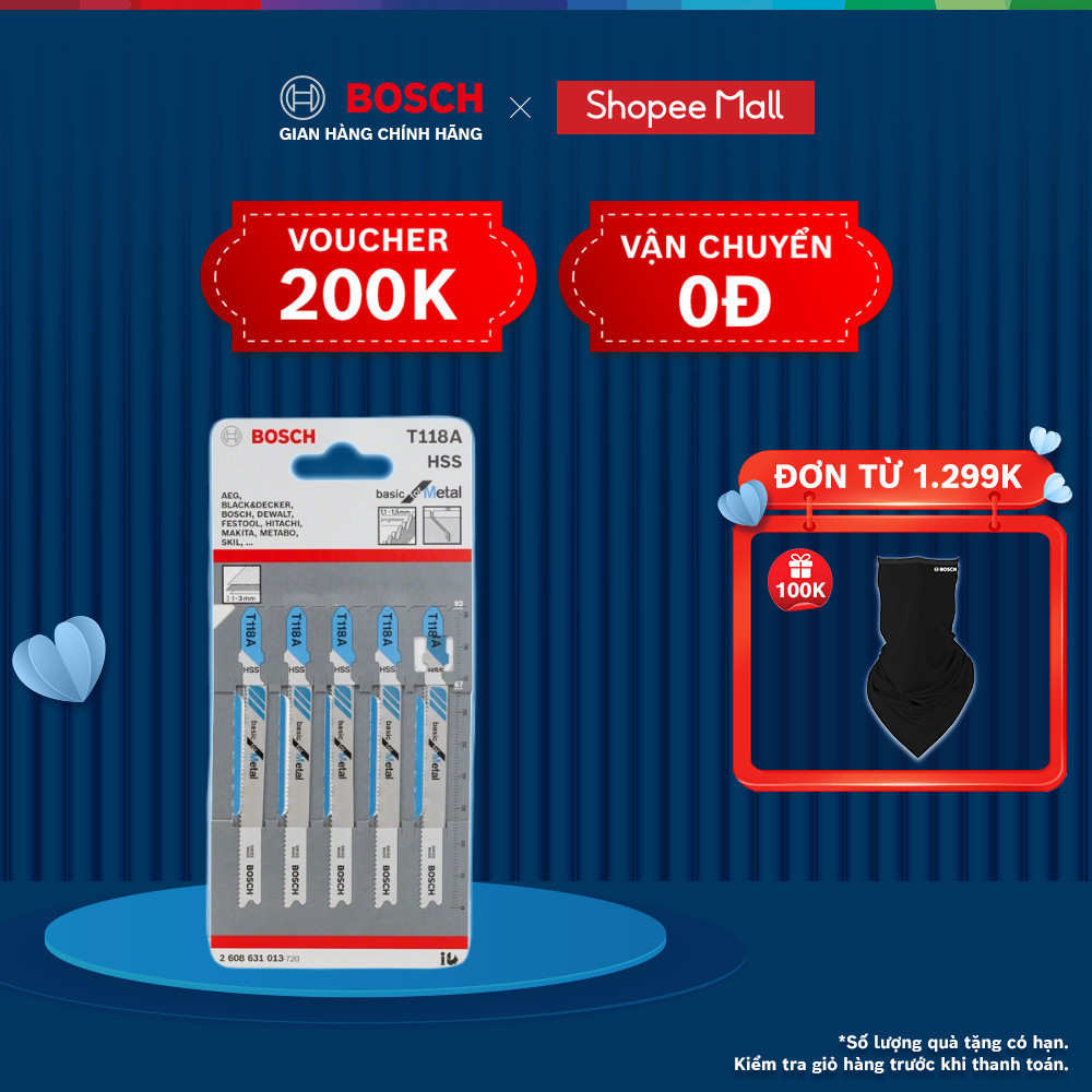 Lưỡi cưa lọng Bosch T 118 A - Sắt (bộ 5 lưỡi)