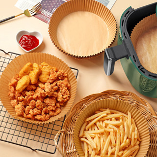 Vỉ 50 Miếng Giấy Lót Nồi Chiên Không Dầu (Loại Thường) - Khay Giấy Nến Vàng Nồi Chiên, Lò Vi Sóng