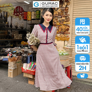 Đầm a xòe phối viền thời trang gumac dc12087