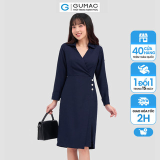 Đầm đắp chéo phối nút thời trang gumac dc12081