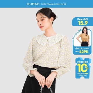 Áo sơ mi nữ thời trang gumac ac08109 cổ ren màu xanh