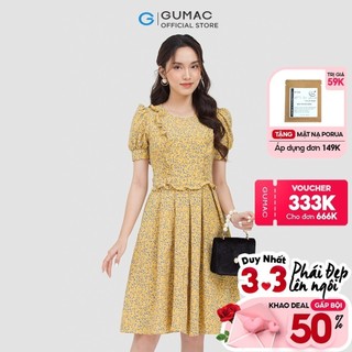 Đầm xếp ly viền bèo DC06066 thời trang GUMAC