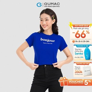 Áo thun in thêu bonjour thời trang gumac atc08048