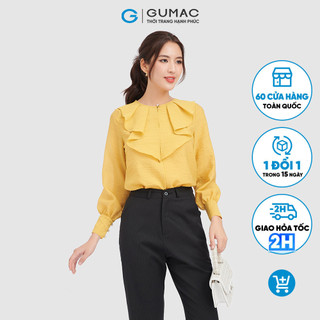 Áo kiểu nữ gumac phom suông tay dài phối bèo ac10019