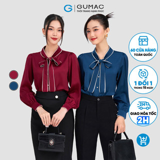 Áo sơ mi kiểu thắt nơ phổi viền gumac ad03057