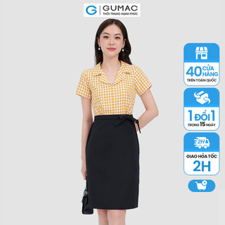 Đầm caro phối nút thời trang gumac dc10071
