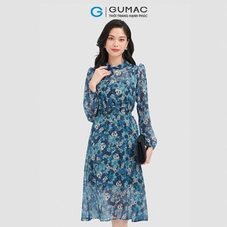 Đầm hoa nữ nhún eo gumac tay dài ld0906