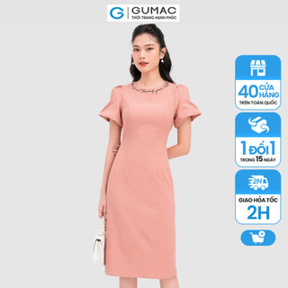 Đầm thêu viền cổ thời trang gumac dc11036