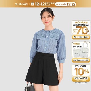 Áo caro cổ thủy thủ thời trang gumac la0836 màu xanh