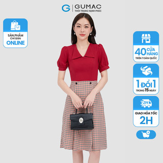 Đầm cổ bẻ phối nút thời trang gumac ld1014