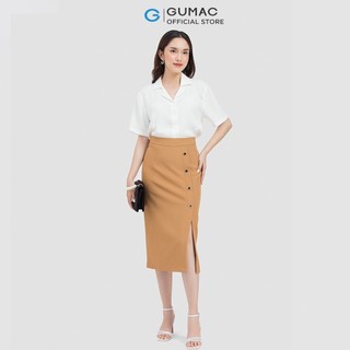Chân váy nữ GUMAC midi phối nút VC06046
