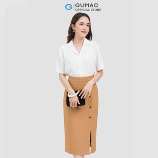 Chân váy nữ GUMAC midi phối nút VC06046