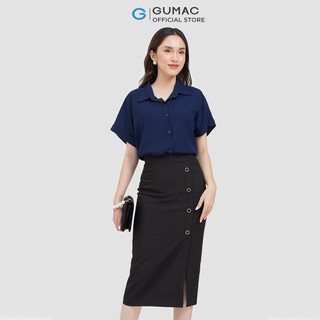 Chân váy nữ GUMAC midi phối nút VC06046