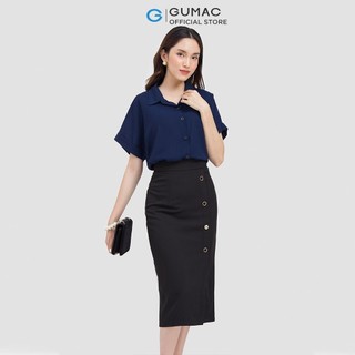 Chân váy nữ GUMAC midi phối nút VC06046