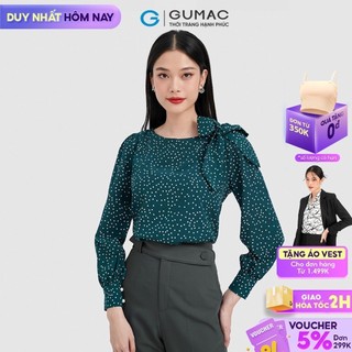 Áo họa tiết chấm bi kiểu nơ vai gumac la0924