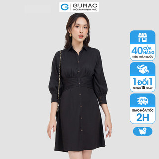 Đầm sơ mi nhún eo DC06011 thời trang GUMAC