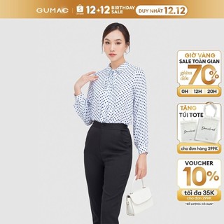 Áo sơ mi chấm bi thắt nơ ac05075 thời trang gumac