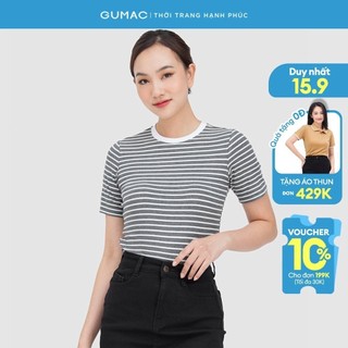 Áo thun cổ tim sọc ngang atc05025 thời trang gumac
