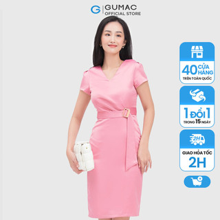 Đầm nữ cổ tim xếp ly eo thời trang GUMAC DC04034