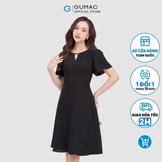 Đầm cổ xẻ phối nút thời trang GUMAC DC05029