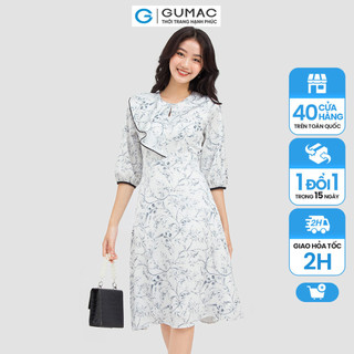 Đầm họa tiết phối bèo dc05088 thời trang gumac