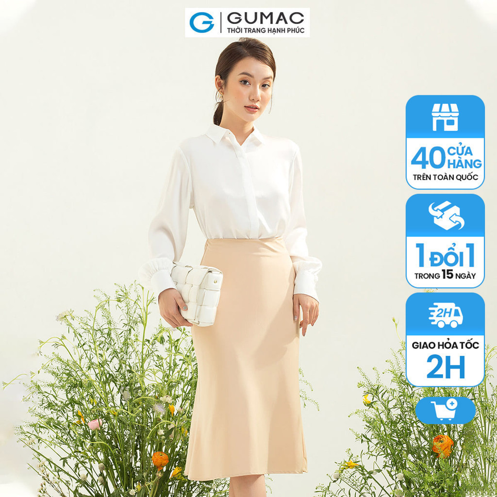 Chân váy nữ thời trang GUMAC lụa xòe lưng liền VC03034