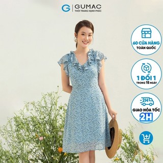 Đầm nữ GUMAC phối bèo tay loe thời trang DC04032