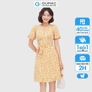 Đầm nữ nhún ngực có nút thời trang gumac dc04038