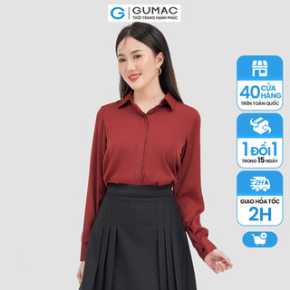Áo sơ mi thời trang gumac lụa công sở cơ bản ac07028