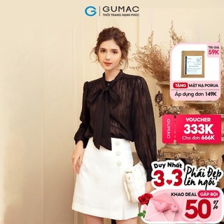 Áo sơ mi nữ thời trang GUMAC nơ cổ AB910