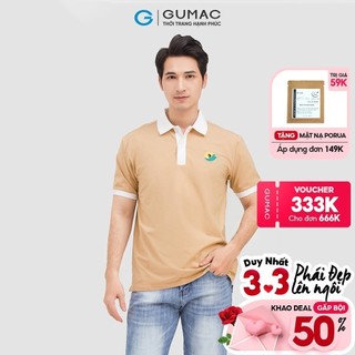 Áo thun polo nam phối bo cổ GUMAC ATNB6101