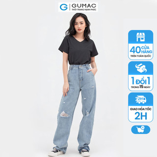 Quần jeans nữ rách gối GUMAC phong cách hàn quốc trẻ trung QJB865