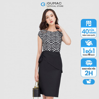 Đầm họa tiết phối DC05033 thời trang GUMAC
