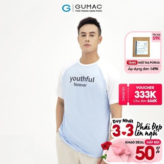 [Mã WABRGUM giảm 10% tối đa 30K đơn 99K] Áo thun nam tay raglan GUMAC tay ngắn cổ tròn nhiều màu ATNB590