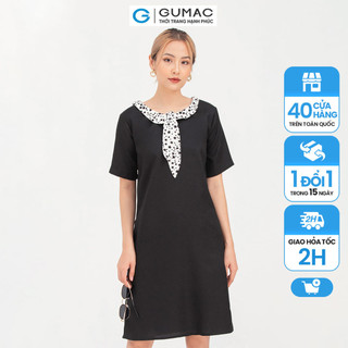 Đầm suông nữ phối cổ GUMAC DB757