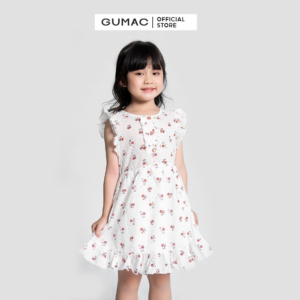 Đầm bé gái phối nút GUMAC DKB4217