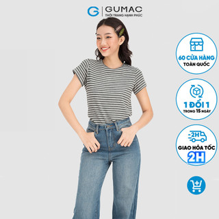 Áo thun sọc ngang GUMAC form dáng basic năng động nhiều màu cá tính ATC08052