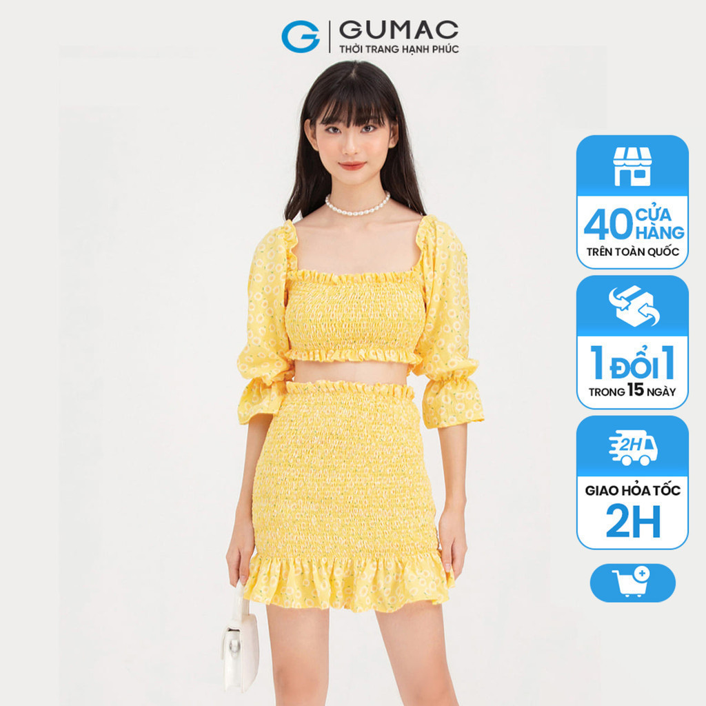 Chân váy nữ chạy smocking GUMAC VB783