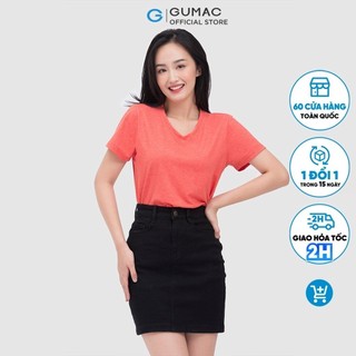 Áo thun nữ cổ tim cơ bản thời trang nữ GUMAC form basic năng động ATC04020