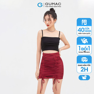 Chân váy nữ rút dây GUMAC sọc caro VB864